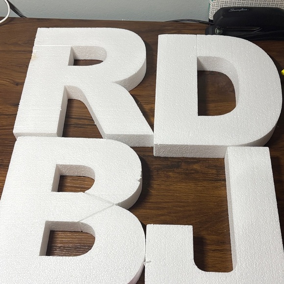 White Foam Letters R D B J - Picture 1 of 7